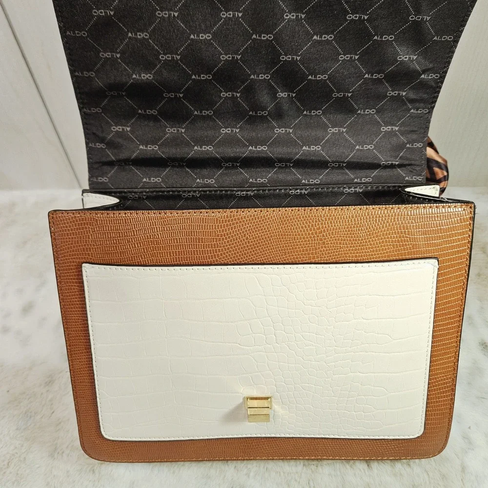 Aldo Handbag Satchel Croc‎ Embossed Adj Crossbody Strap Office Core Capsule
